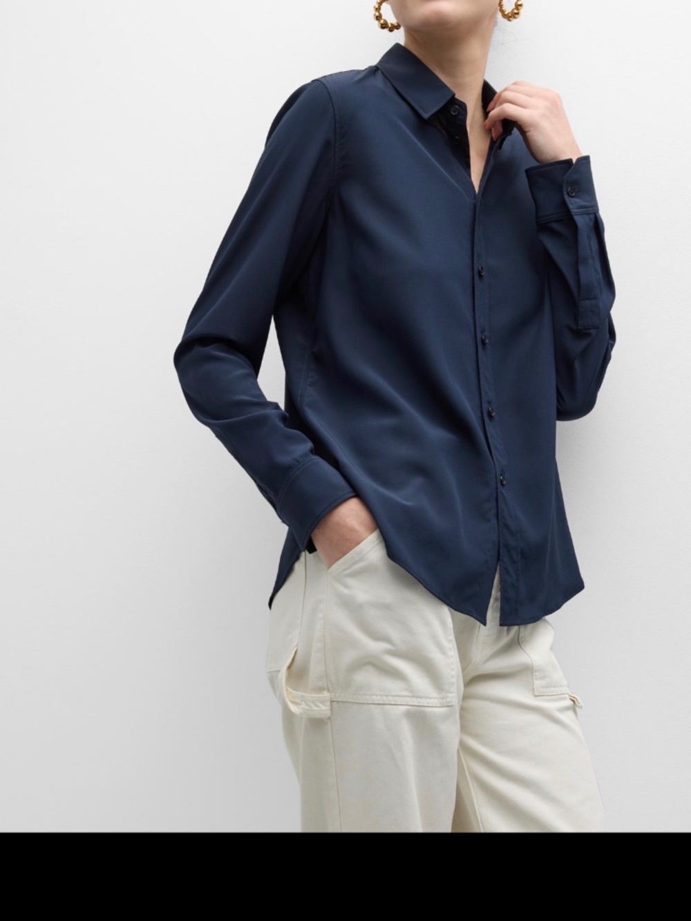 Nili Lotan navy/dark navy button-front shirt